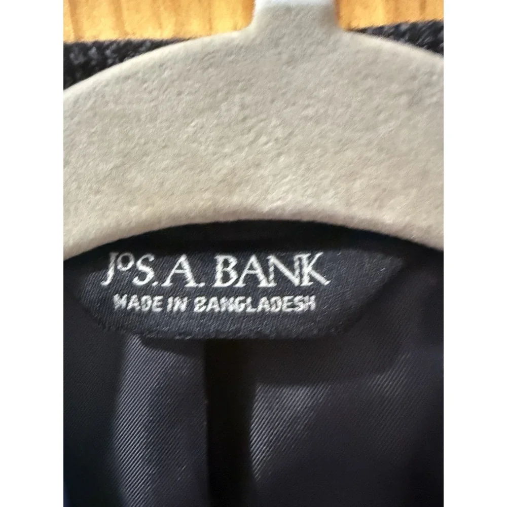 JOS A BANK men Grey Black WINDOWPANE 100% WOOL sport coat suit jacket blazer 43R